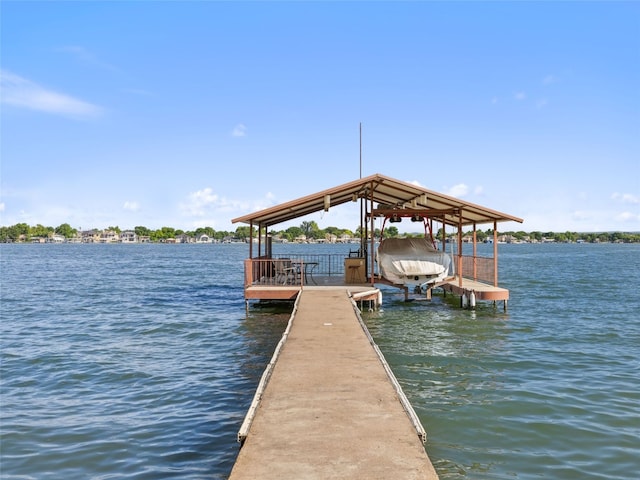 view of dock featuring a water view