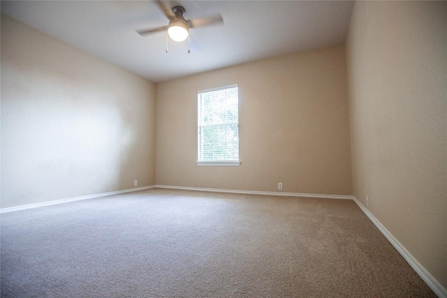 empty room featuring ceiling fan and carpet floors