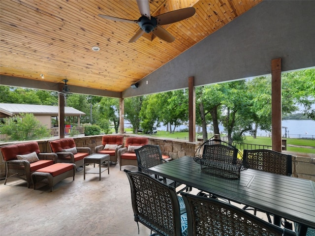 view of patio featuring outdoor lounge area and ceiling fan