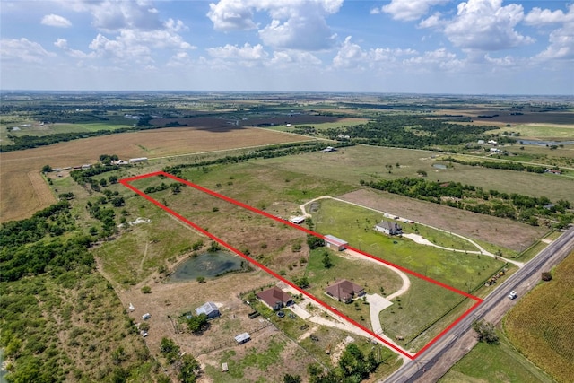 aerial view with a rural view