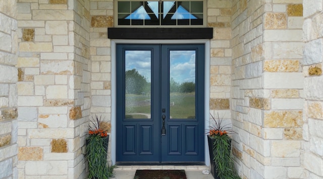 property entrance with french doors