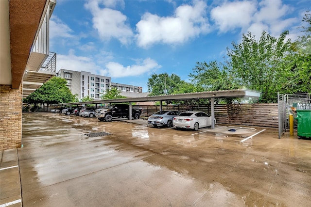 view of car parking featuring a carport