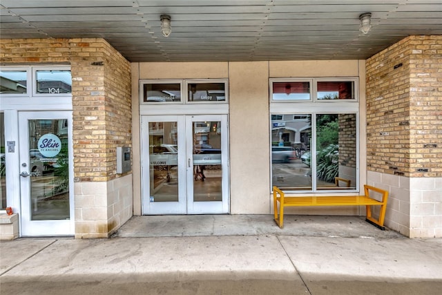 doorway to property with french doors