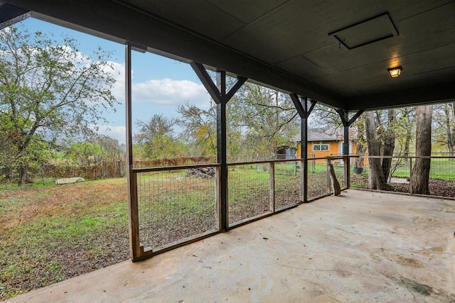 view of unfurnished sunroom