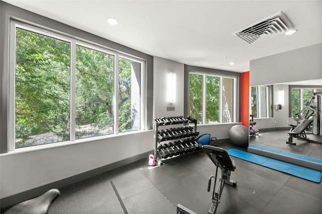 workout area with a wealth of natural light