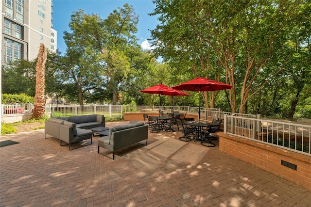 view of patio with an outdoor living space