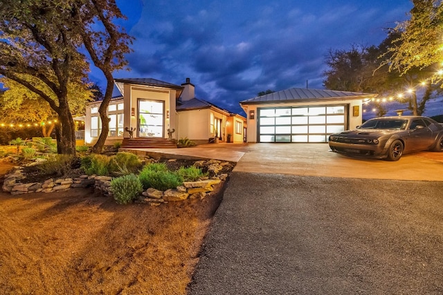 view of front of house with a garage