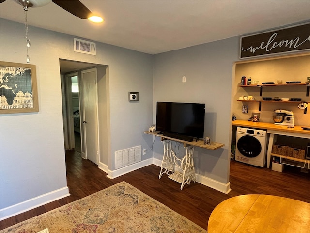 living room featuring dark hardwood / wood-style flooring