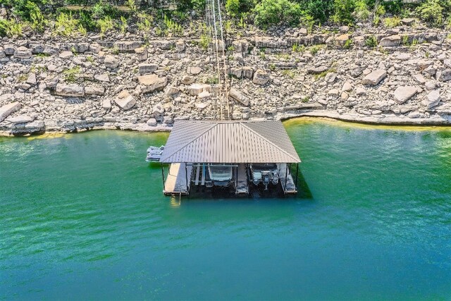 view of dock featuring a water view