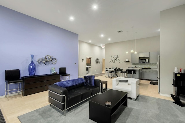 living room featuring light hardwood / wood-style flooring