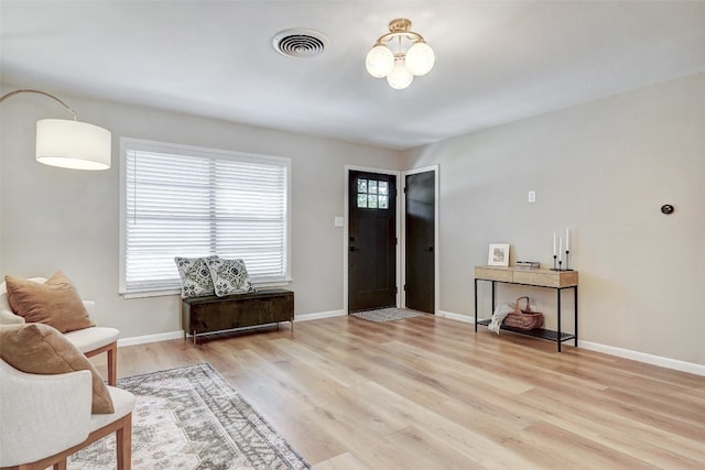 entrance foyer with light hardwood / wood-style flooring