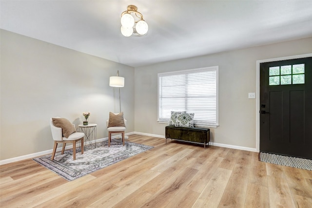 interior space with light hardwood / wood-style flooring