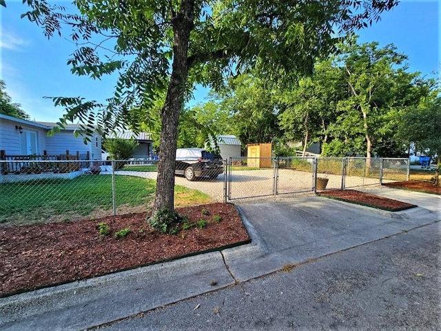 view of yard with fence and a gate