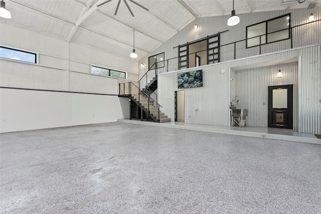 garage with wooden walls