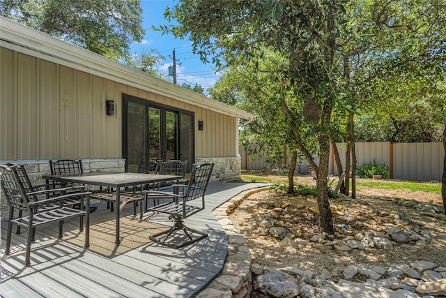 5110 Sioux Ln, Austin, TX 78734 - wooden terrace featuring outdoor dining area and french doors