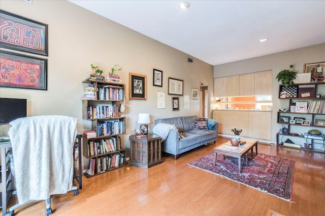 living room with wood-type flooring