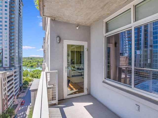 balcony with a water view