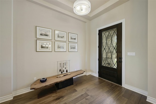 entryway with hardwood / wood-style flooring