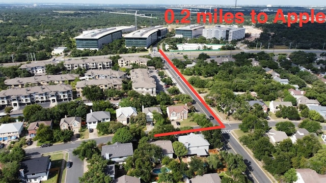 13242 Kerrville Folkway, Austin, TX 78729 - aerial overview of property's location featuring property parcel outlined