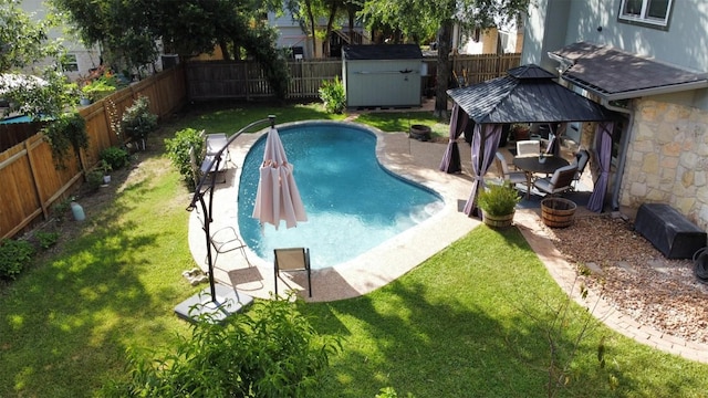 13242 Kerrville Folkway, Austin, TX 78729 - view of pool featuring a gazebo and a patio area