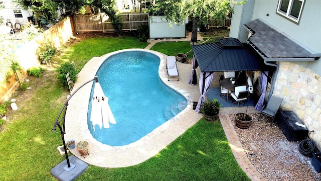 13242 Kerrville Folkway, Austin, TX 78729 - view of swimming pool featuring a gazebo and a patio
