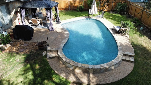 13242 Kerrville Folkway, Austin, TX 78729 - view of pool with a gazebo, a grill, and a patio area
