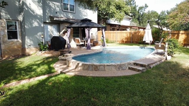 13242 Kerrville Folkway, Austin, TX 78729 - view of swimming pool with a gazebo, area for grilling, and a patio