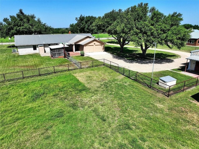 exterior space with a garage and an outdoor structure