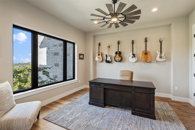 office featuring hardwood / wood-style flooring