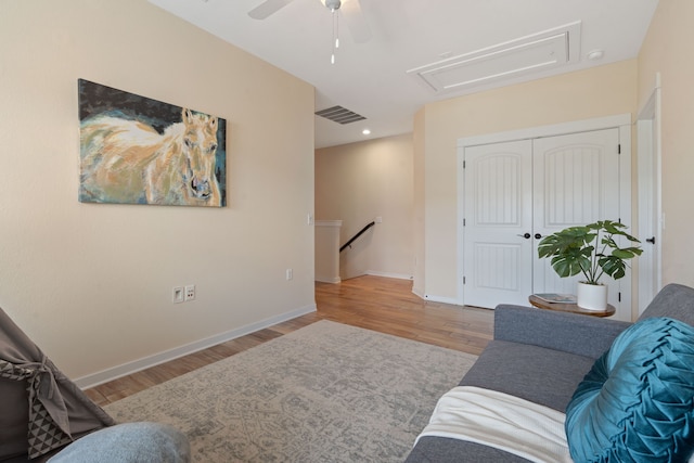 living room with light wood-type flooring