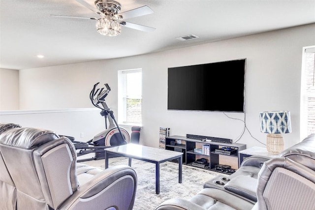348 Empress Tree Dr, Leander, TX 78641 - living area with a ceiling fan