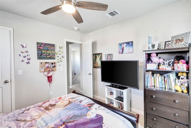 bedroom featuring ceiling fan