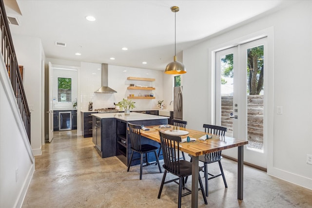 dining space with french doors