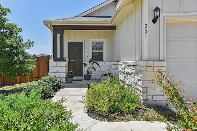 entrance to property with a garage