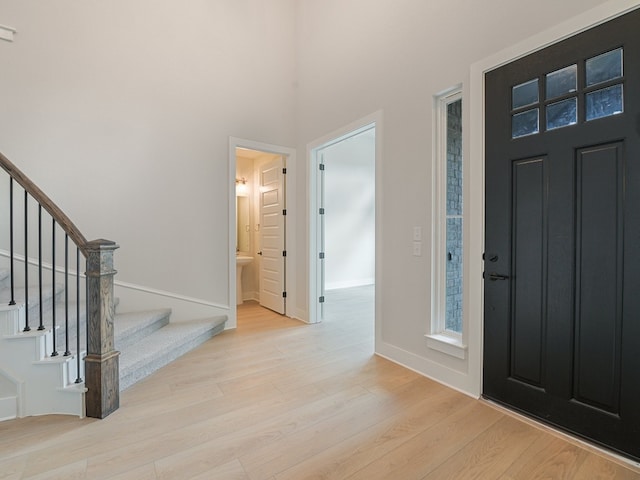 entryway with light wood-type flooring