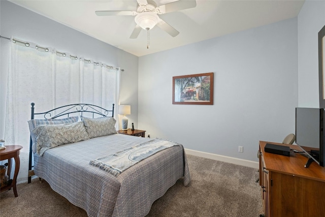 bedroom with carpet flooring and ceiling fan