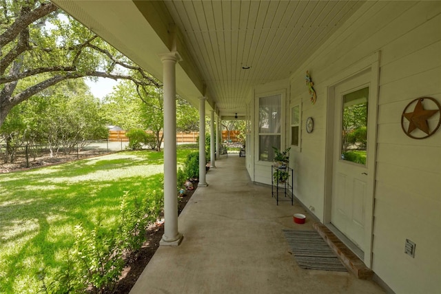 view of patio featuring covered porch