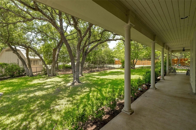 view of yard featuring a porch