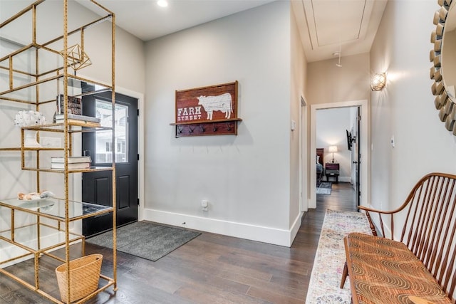 entrance foyer featuring dark hardwood / wood-style flooring