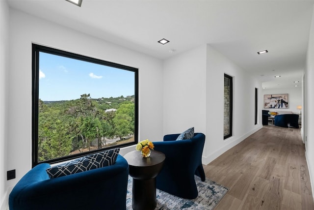 sitting room featuring light wood-type flooring