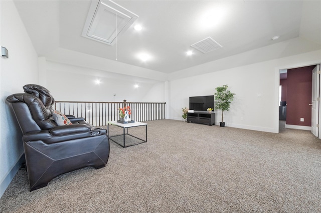 living room with carpet flooring