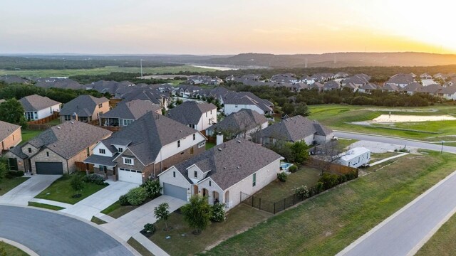 view of aerial view at dusk