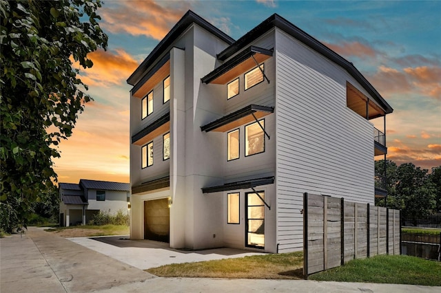 contemporary house featuring a garage