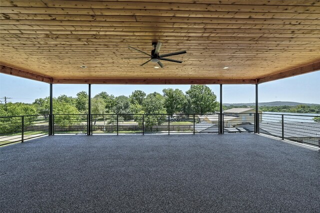 view of patio featuring ceiling fan