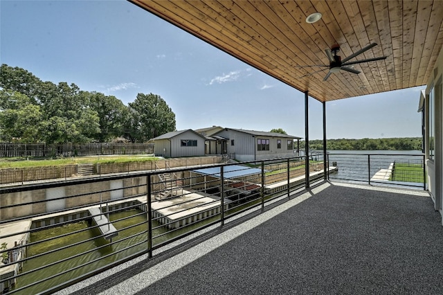 balcony with a ceiling fan