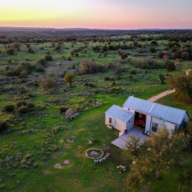 view of aerial view at dusk