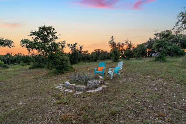 view of yard at dusk