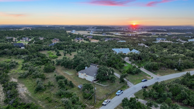 view of aerial view at dusk