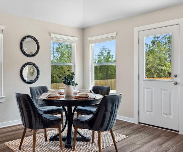 dining space featuring hardwood / wood-style flooring