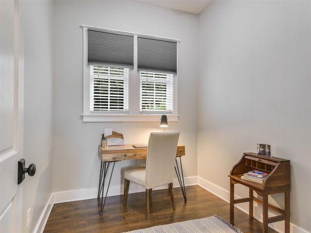 office area featuring dark hardwood / wood-style floors